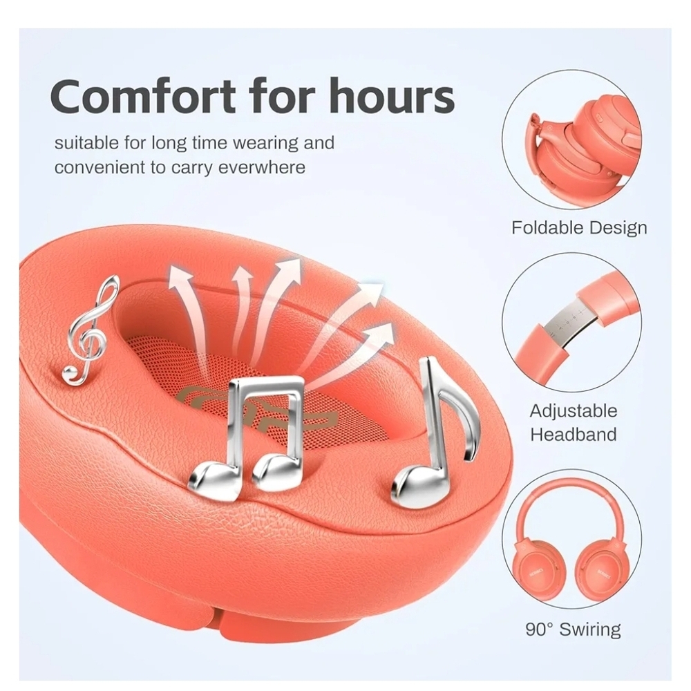 Orange Over-Ear Headphones with Modern Design - Picture 3 of 6